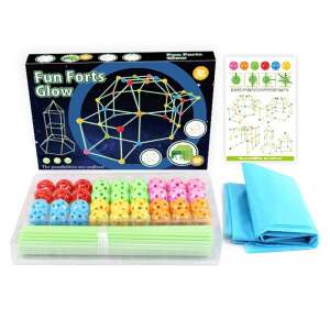 Fun Forts Glow building set with glow in the dark sticks and balls, blue sheet, and instructions - Nonbrand Developmental Toy for Preschooler