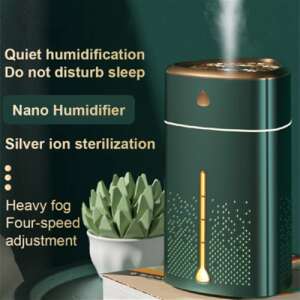 Green and gold nano humidifier with silver ion sterilization, quiet operation, heavy fog, and four-speed adjustment - Air Freshener