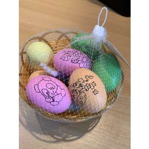 Set of 10 paintable Easter eggs in a basket with felt-tip pens, perfect for decorating and creating unique Easter eggs - Easter decoration