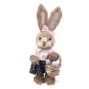 Szalmalány Easter bunny with basket and eggs, decorative figurine, 35cm - Easter decoration