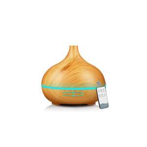 Woodgrain aroma diffuser and humidifier with LED lights, remote control, and timer - Humidifier, Oxygen concentrator, Foot Massager and Electric Blanket Warmer