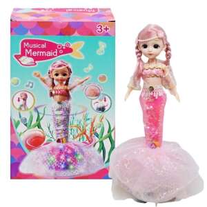 Musical Mermaid doll with lights and sounds, pink and purple mermaid tail, spinning base, for kids 3 years and up - Nonbrand Interactive Kids' Toy