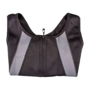 Black sweat vest for men with gray accents, laid flat on a white background - Home workout