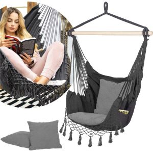 Springos Grauer Hängesessel mit lesender Frau Collage - Springos