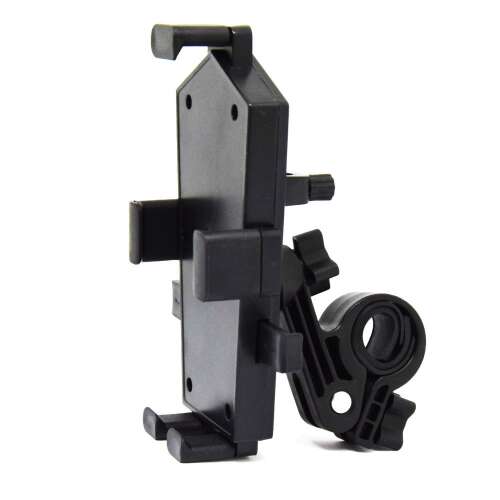 Fekete kerékpár telefontartó, BG-1111, univerzális, 360 fokos forgatás, kormányra szerelhető