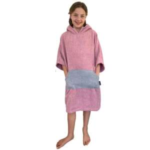Homelevel pink and grey hooded towel poncho for kids 6-9 years old - Bath Towel, Washcloth, Hooded Towel