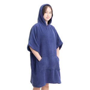 Homelevel kék kapucnis poncsó gyerekeknek 10-13 éves korig, elölnézet - Homelevel