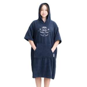 Ponczo kąpielowe dla dzieci Homelevel, 9-10 lat, niebieskie, bawełna organiczna, 54983.43