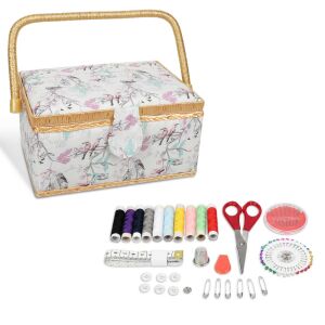 Navaris Wooden Sewing Box with 36 Accessories, 24.5 x 17.5 x 12.5 cm, 49047.02 131468768 - Navaris