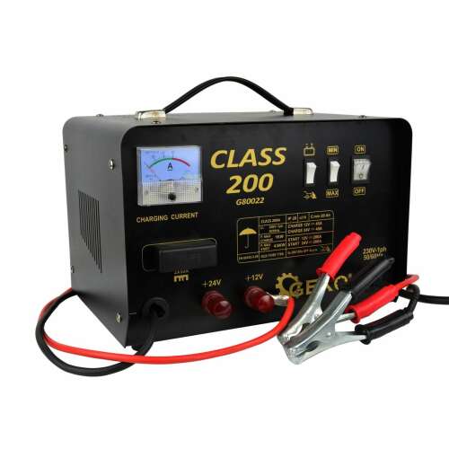 Class 200 G80022 akkumulátor töltő 12V és 24V járművekhez, 200A indító funkcióval