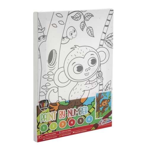 Paint by number kit for kids, featuring a cute monkey design. Perfect for creative fun and relaxation.