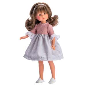 Celia Puppe, 30cm, graues und rosa Kleid, braunes Haar, blaue Augen, ASIVIL Puppe - Nonbrand Baba
