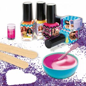Barbie Color Changing Nail Polish Kit with nail polish bottles and mixing bowl - Vanity Table, Makeup Set, Fragrance
