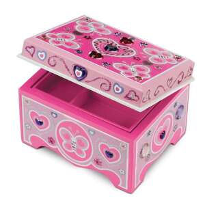 Melissa & Doug Butterfly Jewelry Box Craft Kit, Decorate your own jewelry box with stickers, gems, and glitter - Melissa & Doug