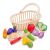 New Classic Toys wooden vegetable basket playset with toy vegetables, knife, and cutting board