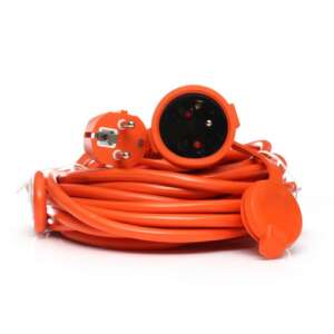 10 meter orange garden extension cord with plug and socket - Extension Cord