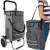 Gardlov 23187 foldable shopping trolley, grey, with wheels and shoulder strap, shown in use