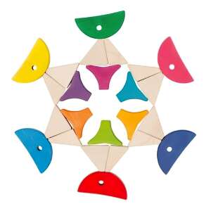 Goki szín és forma válogató játék, fa építőkockák, 24 darab, halak, vitorláshajók, mandalák építéséhez, színes, fejlesztő játék - Goki