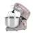 Berlinger Haus Taupe Collection stand mixer, side view, with lid open and whisk attachment