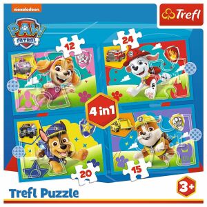 Trefl Patrula Cățelușilor Puzzle 4 în 1, 12-24 piese - Puzzle 3D & Puzzle cu burete