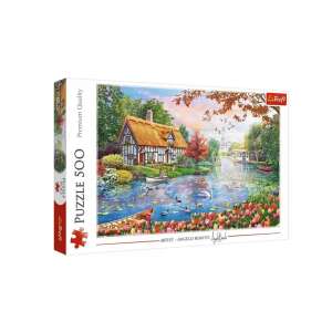 Trefl 500-teiliges Puzzle, Csendes mennyország, mit einem malerischen Häuschen am Fluss - Puzzle
