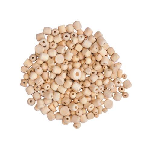 PlayBox Natúr Fa Gyöngyök, 500g-os csomag, különféle méretekben és formákban, kézműveskedéshez, ékszerkészítéshez és egyéb projektekhez