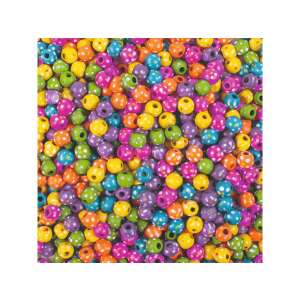 770 darabos színes fa gyöngy szett fehér pöttyökkel, ideális ékszerek készítéséhez, kézműves alkotásokhoz és DIY projektekhez - Playbox