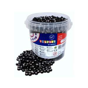 PlayBox 2500 darabos fekete betűs gyöngy szett, fehér betűk fekete gyöngyökön, ékszerek készítéséhez - Playbox