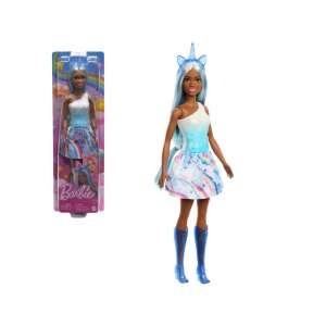 Păpușa Barbie Dreamtopia Prințesă Unicorn cu Rochie cu Curcubeu, Păr Albastru și Cizme - Mattel Baba