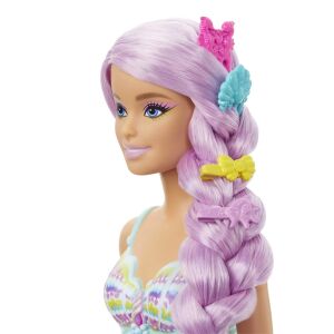 Barbie Dreamtopia Meerjungfrau Puppe mit geflochtenem rosa Haar und Haarspangen - Mattel Baba