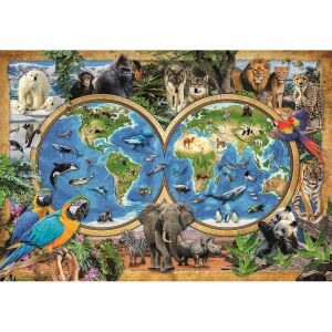 Clementoni Tierwelt 300-teiliges Puzzle mit einer Weltkarte mit Tieren - Clementoni Puzzle