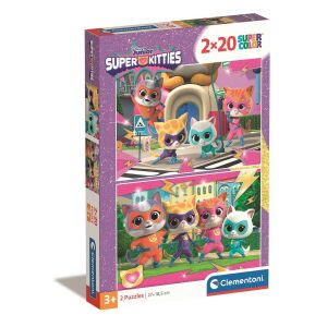 Clementoni Super Kitties Junior Puzzle, 2x20 Teile, mit Supercolor-Technologie, für Kinder ab 3 Jahren - Clementoni Puzzle