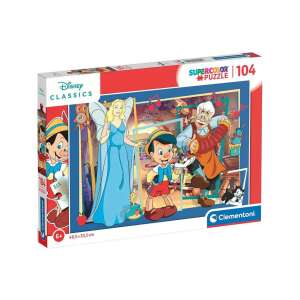 Clementoni Disney Classics Supercolor Puzzle, 104 piese, cu Pinocchio, Geppetto, Zâna Albastră și alte personaje din filmul clasic Disney - Clementoni Puzzle