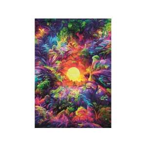 Scenă psihedelică a junglei cu un soare strălucitor în fundal, puzzle cu 500 de piese - Puzzle 3D & Puzzle cu burete