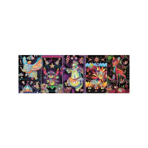 Puzzle panoramic Disney Caractere Neon 1000 piese - Puzzle finalizat
