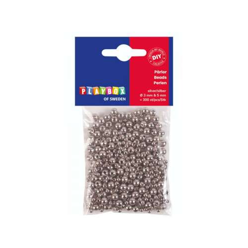 PlayBox Ezüst Gyöngyszett - 300 db - 3 & 5 mm