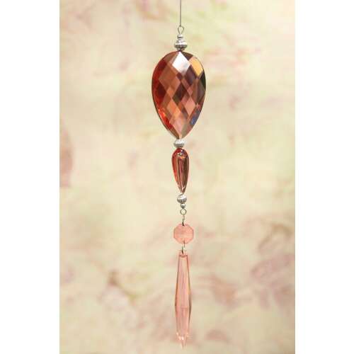 Rózsaszín LUX karácsonyfadísz, 21cm, rózsaszín drágakővel