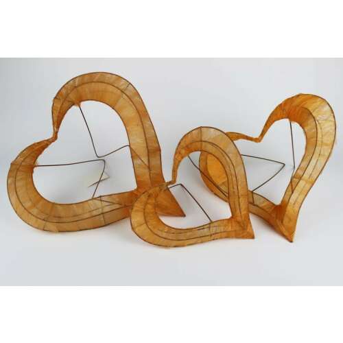 3 db narancssárga szív alakú drótkeretek virágdíszítéshez