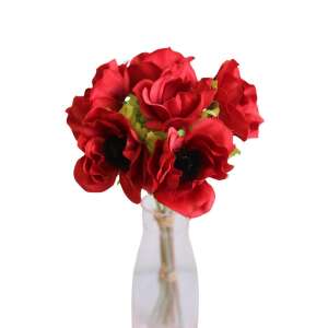 Művirág - Piros Szellőrózsa Csokor - 27cm