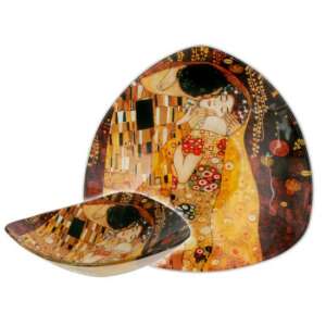 Klimt A csók háromszög alakú üvegtányér, 17x17cm - Tányér