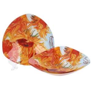 Van Gogh Napraforgók háromszögű üvegtányér, 17x17cm - Tányér