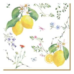 R2S.414FCIT citrom és virág mintás papírszalvéta, 20 darabos csomag - Szalvéta