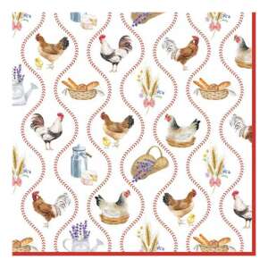 Country Life papírszalvéta csirke és kakas mintával - Szalvéta