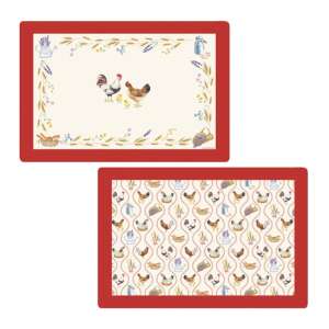 Country Life kétoldalas műanyag tányéralátét csirke mintával, 45x30cm - Tányéralátét