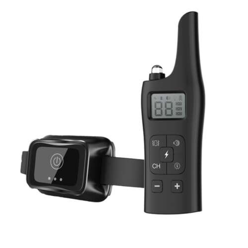 Electric dog training collar with remote control, 800m range, rechargeable, rubber electrodes, adjustable size, 21-67 cm