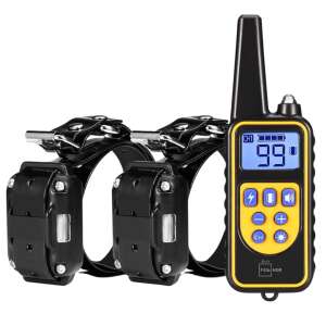 Rechargeable Electric Dog Training Collar for 2 Dogs, 800m Range, Felliner, Water & Dustproof, 99 Levels, Rubberized Electrodes for Skin Protection, Adjustable Circumference 21-68 cm