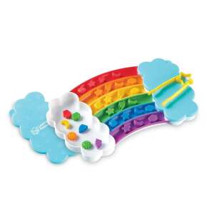 Learning Resources Regenbogen-Sortierspiel, ein farbenfrohes, regenbogenförmiges Tablett mit wolkenförmigen Deckeln, inklusive Zange und bunten Formen zum Sortieren und Zuordnen - Schaukelpferde, Schaukeltiere und Entwicklungsspiele für Kinder im Kindergartenalter