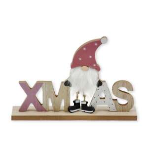 Fa karácsonyi dísz gnómmal és Xmas felirattal - Nonbrand Karácsonyi dekoráció