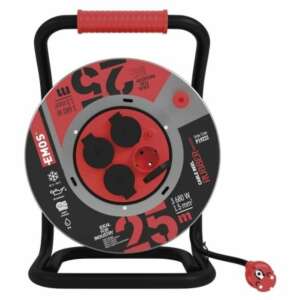 EMOS Kültéri kábeldob IP44, 25 m, 4 aljzat, fekete / gumi-neoprén / 230V / 1,5 mm2 - EMOS