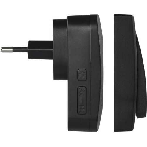 EMOS Vezeték nélküli csengő, fekete, konnektoros vevővel és elem nélküli gombbal